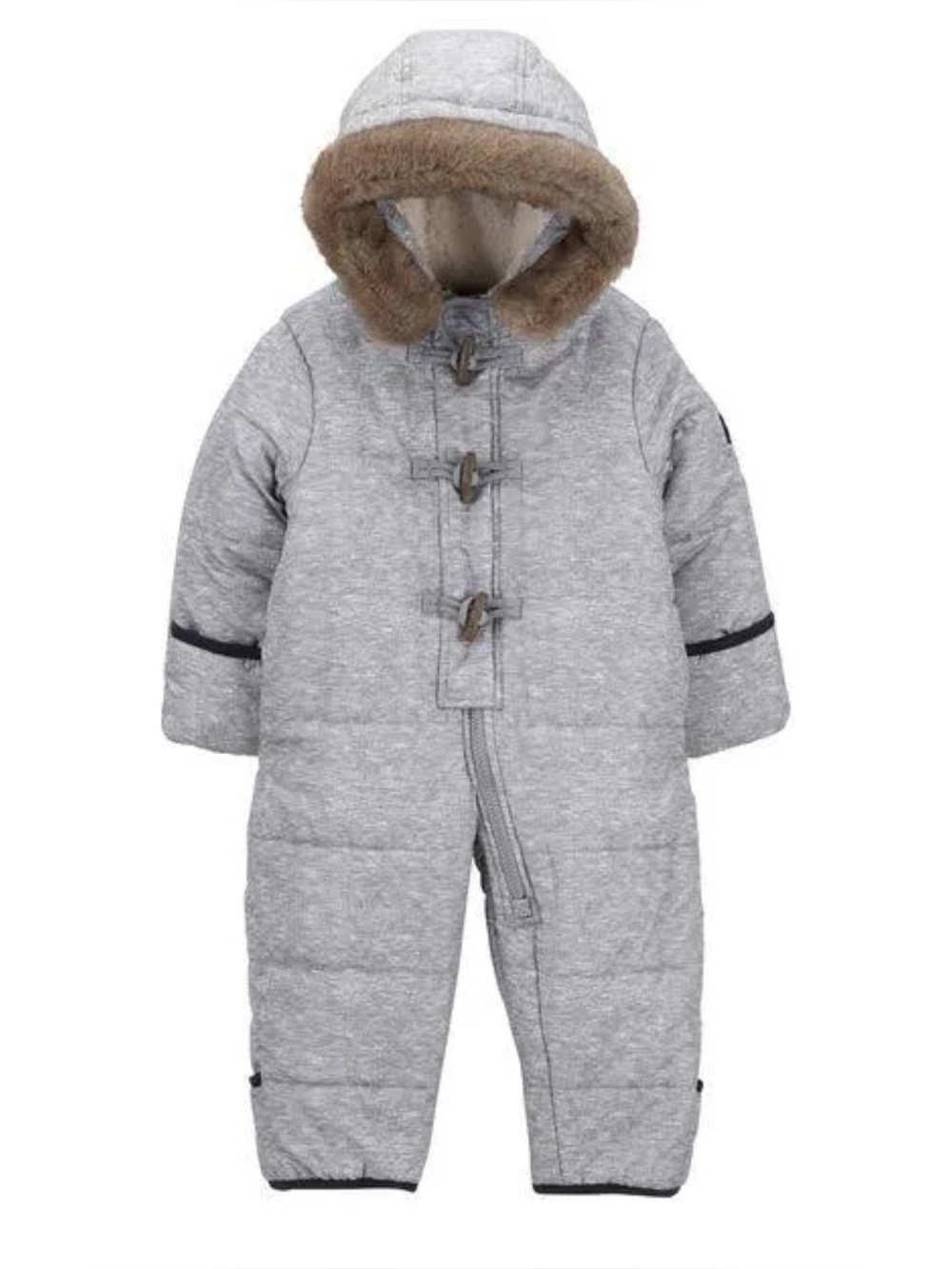 Osh Kosh Baby Boys' Heavyweight Light Heather Gray Pram SnowSuit Size 3/6 Months